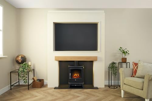 Image of Acantha Pre-Built Stove Media Wall 2 with TV Recess & Aviemore Electric Stove in Black