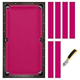 iEsstros 8ft Pool Table Felt for Billiard Table Cloth with 6 Pcs Cloth Strips and Staple Remover Pool Table Felt Replacement Kit Parts-Hot Pink