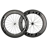 ELITEWHEELS Carbon Road Bike Rim Brake Aero Wheel Set 700c 88mm Black Decal 25mm Width Wheels Tubele
