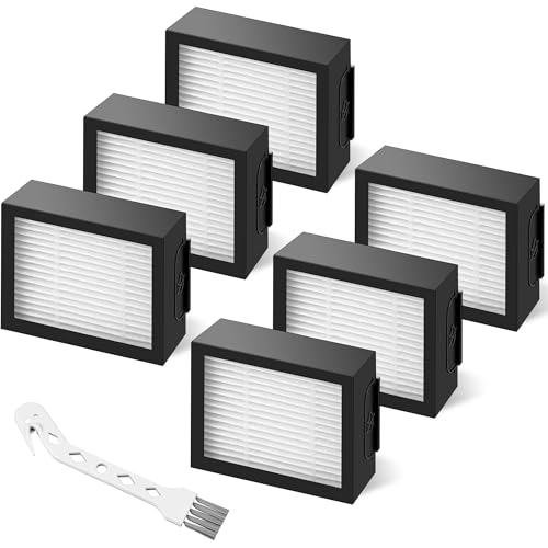 Filter Replacement for Roomba E I & J Series i7 i7+/plus i3 i3+ E5 E6 E7 i4 i6 i6+ i8 i8+ Vacuum Cleaners Parts, 6 Pack 4639161 High Efficiency Filters + 1 Cleaning Brush