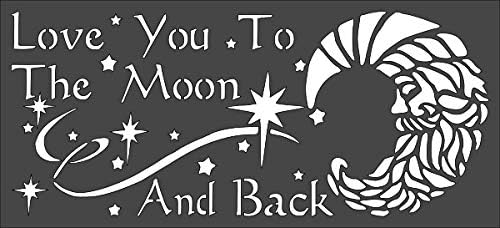 1 PCS 5x11 inch Custom Cut Stencil, (VK-61) Love You to The Moon and Back Crafts, Arts, Scrapbooking - Painting on The Wall, Wood, Glass and Other