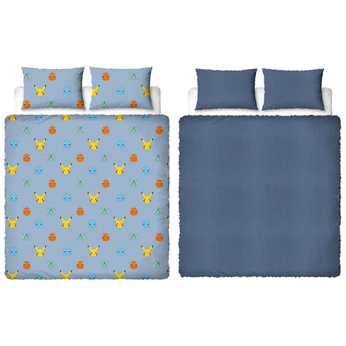 Pokemon Official Double Fleece Duvet Cover Set | Super Soft and Warm | Official Gaming Merchandise Bedding | Reversible 2 Sided Winter Cosy Kids Bedding Cover Including Matching Pillow Cases