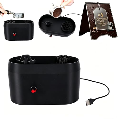 LICAEVEY Kaffee-Siebträger-Reiniger, USB-betrieben, Kaffeemaschinen-Griff-Reinigungsbürste und Schaber für Halbautomatische Espressomaschinen für Barista-Werkzeuge