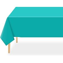 QIKSION 2 Pack Teal Plastic Tablecloth, Turquoise Table Cloth Disposable