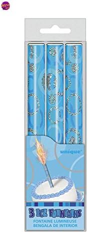 Ayush Glitz Blue Birthday Fountain Candles, Pack of 3