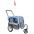 Aosom Elite-Jr 2-in-1 Dog Pet Bicycle Trailer/Jogging Stroller with 360-Degree Swivel Wheels & Large Easy Entry, Blue