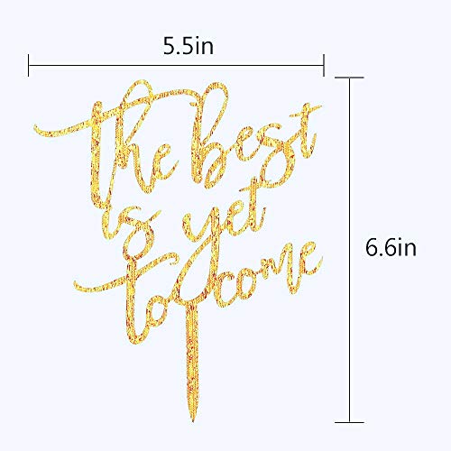 The Best Is Yet To Come - Acrylic Monogram Spring Wedding Cake Topper, Anniversary Bridal Shower Gift Ideas (Gold) #TOP2