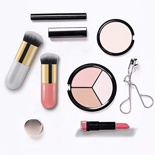 2 Pieces Foundation Brush, Chubby Makeup Brush, Suit For Blending Liquid, Cream Or Flawless Powder Cosmetics(Golden & Pink) #TOP5