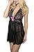IYISS Women's Exotic See Through Babydoll Lingerie set (4XL, Black with Pink Bow)