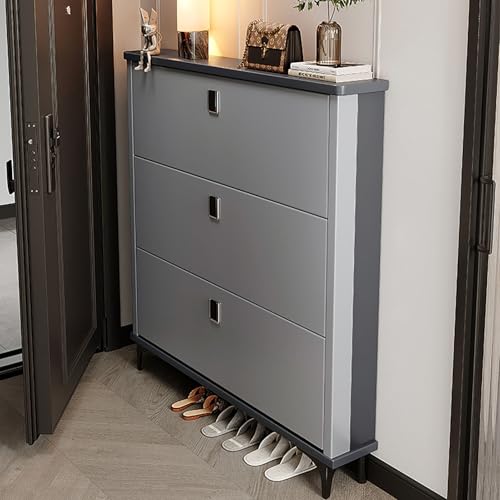 ksxnkhk Zapatero Moderno y Delgado con 3 cajones abatibles, Estante Ajustable Independiente Oculto de 46' de Alto, Ahorra Espacio para Entrada o Pasillo, A, 52x25x117cm (20x10x46 Pulgadas)