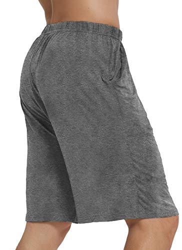 Jinshi Mens Pajama Shorts Comfortable Sleepwear Lounge Shorts Ultra-Soft Sleep Shorts With Pockets, Deep Gray, Size L #TOP2