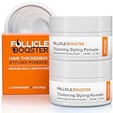 FOLLICLE BOOSTER Thickening Styling Pomade - 2 Pack Medium Hold, Water Base, Matte Finish - Natural Hair Growth Paste for Men with Hair Loss Combating Ingredients