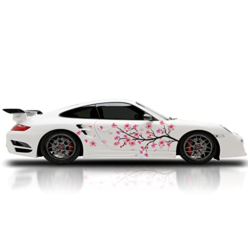 2Pcs Sakura Cherry Blossom Car Livery, Japanese Theme Side Car Vinyl Livery, Universal Size, Large Vehicle Graphics, Car Livery (7) #TOP1