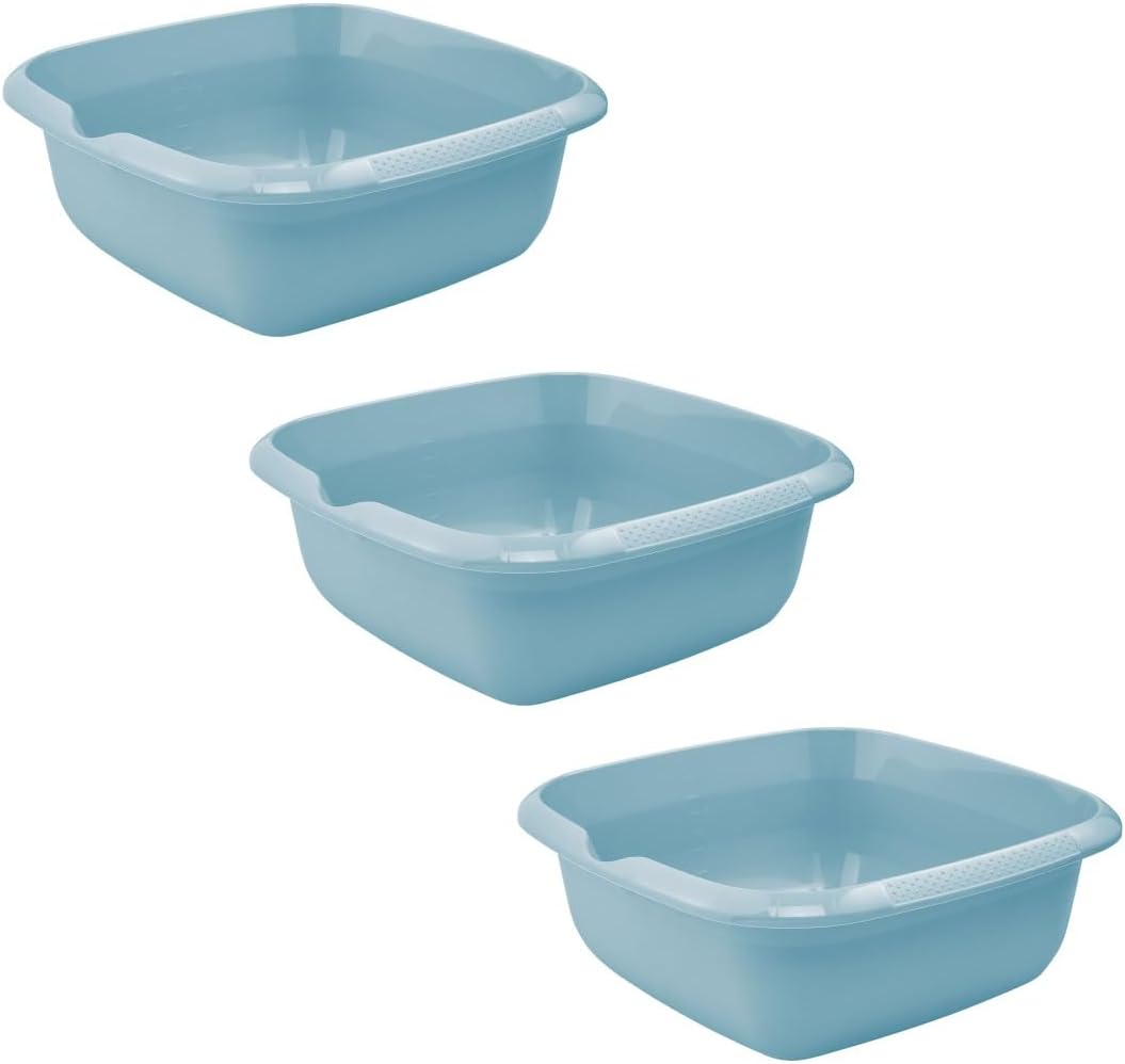 keeeper Björk 3 x Universal Bowl with Spout, Square, 8 L, 34 x 34 x 12.5 cm, Nordic Blue