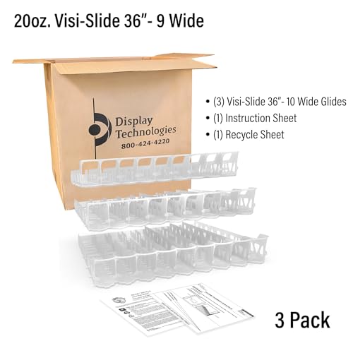 Display Technologies Visi-Slide Gravity Fed Extended Organizer for 20-25oz Beverages on Extended Flat and Angled Shelves in Cold Vaults & Coolers, 9-Wide, 36" Deep Drink Organizer (Pack of 3) - Thumbnail 6
