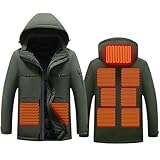 PQVMZQEMQ Elektrisch beheizbare Jacken Waschbare, per USB aufladbare Herren-Heizjacken, Körperwärmer, warme Winterjacken mit durchgehendem Reißverschluss und Kapuze für Sport und Outdoor-A