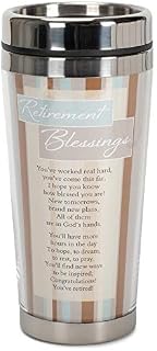 Retirement Blessings Brown Stripes 16 ounce Stainless Steel Insulated Travel Mug with Lid