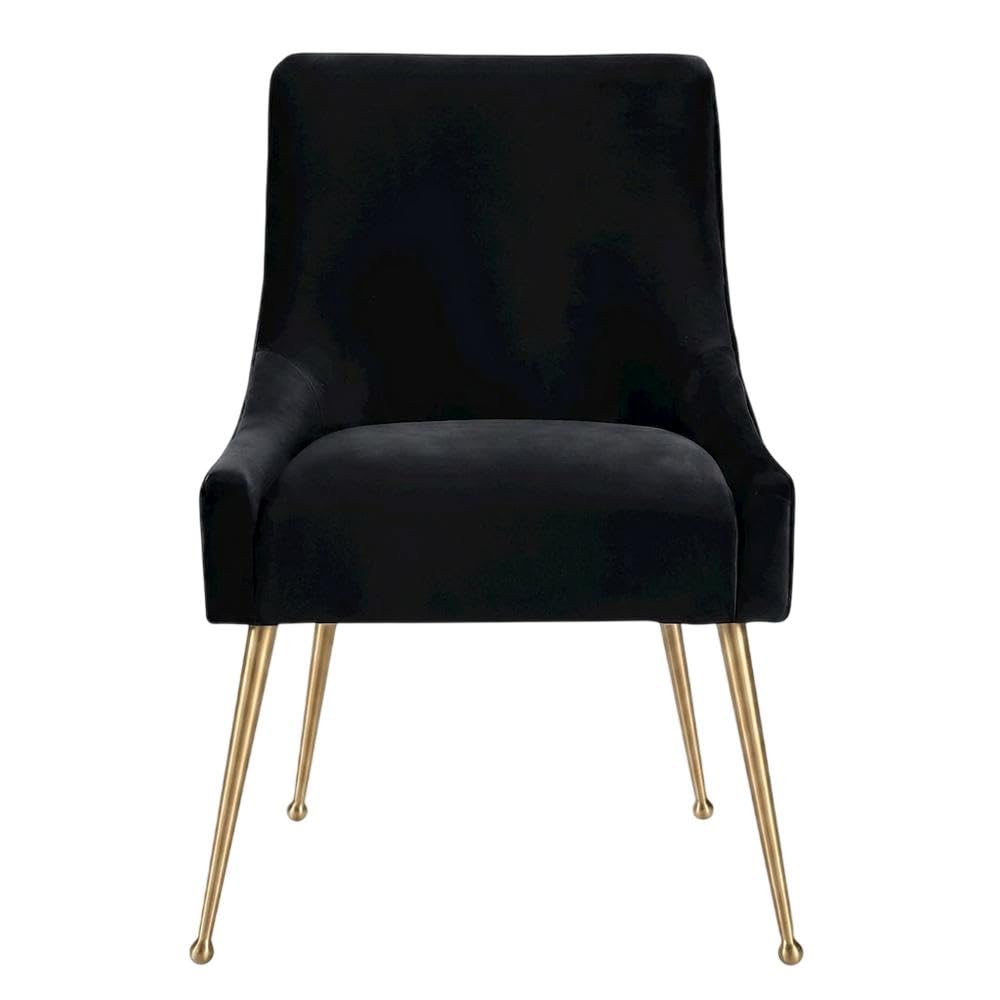 Velvet-Upholstered Side Chair with Gold Legs by Starlight Canyon Home – Velvet, Black