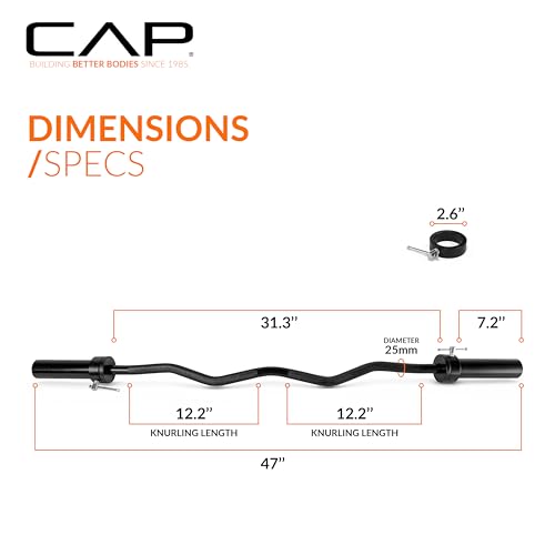 CAP Barbell 47-Inch Olympic Curl Bar - Black | Curl Barbell for Bicep and Tricep Workouts, Strength Training, and Weightlifting by CAP Barbell - Image 4
