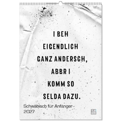 artboxONE Kalender 2027 Schwäbisch für Anfänger Wandkalender A2 2027 Typografie