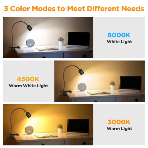 Dimmable LED Clip on Light for Bed Reading, 360° Flexible Gooseneck, 2 Pack by canvage - Used condition - Image 2
