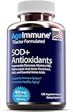 SOD Antioxidants Complex Healthy Aging Supplement - 400mg of Superoxide Dismutase - Alpha Lipoic Acid - Green Tea Extract - L-Arginine - Lysine - AKG - Vitamins A and E for Immune Support-120 Capsules