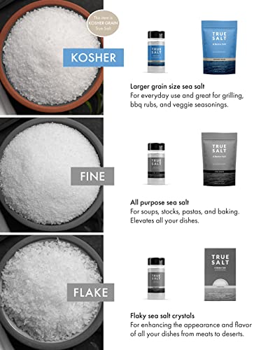 True Salt Kosher Grain Salt -All Natural Gourmet Sea Salt - Perfect For Keto, Grilling, Bbqs, Baking, Soups, Steaks, Chicken, Seafood, Sauces, Popcorn, Picnics, And Camping - 16 Oz Pouch (2 Pack) #TOP5