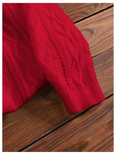 SweatyRocks Girl's Crew Neck Oversized Sweater Long Sleeve Cute Cable Knit Pullover Tops4