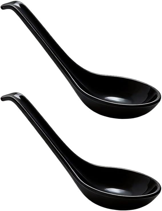 2 Pcs Asian Soup Spoons, White Melamine Spoons
