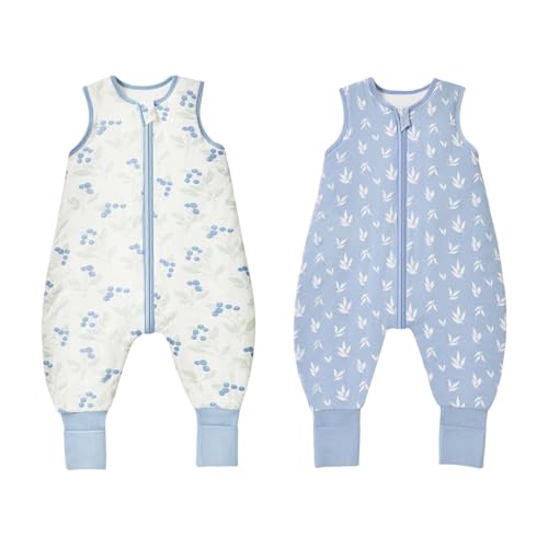 ToyaTec Baby Schlafsack mit Füßen 1.0 Tog 2er Pack– Superweiches Viskosegewebe aus Bambus, Bambusfaser Schlafsack für Jungen und Mädchen, für Frühling, Sommer und Herbst