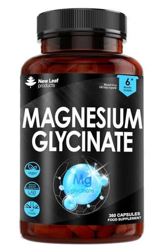 Magnesium Glycinate - 360 High Strength Capsules Pure Magnesium - 1040mg of Magnesium Providing 208mg Elemental Magnesium Per Serving -Magnesium Supplements – Bones, Muscle Health, Vegan, UK Made