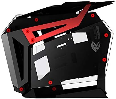 Gabinete para PC FSP Open Frame Gaming Streaming CMT710 T-wings Rojo, compatible con Extended ATX, doble cámara, dos paneles de vidrio templado, aluminio, iluminación ARGB central miniatura 2