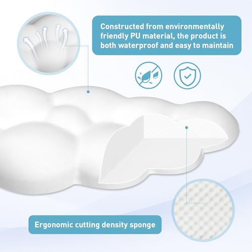 RUYEDE Cloud Wrist Rest Keyboard – Memory Foam with PU Leather Wrist Support for Computer Keyboards, Ergonomically Designed for Typing Comfort and Pain Relief