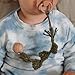 Handmade Macrame Baby Pacifier Clip Neutral, Boho, Wood, Gift for Boys & Girls, Baby Shower Gift Binky Clip Toy, Teether holder (Leaf)