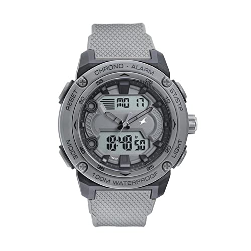 Fastrack Streetwear Quartz Analog Digital Grey Dial Grey Plastic Strap Watch for Guys, Men - NS38065PP02