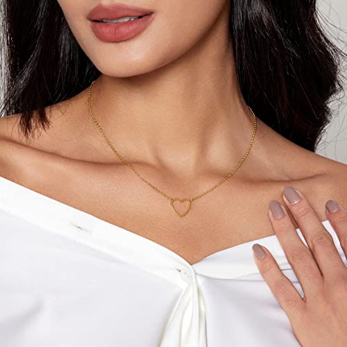 Cute Heart Necklace Dainty 18k Gold Plated Tiny Heart Pendant Choker Necklaces Small Gold Love Open Heart Chain Necklace for Women Simple Gold Necklace for Women Trendy Jewelry3