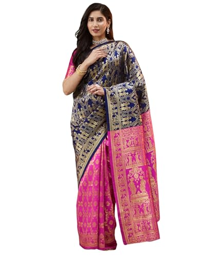 Image of SIRIL Women's Banarasi Weaving Soft Silk Saree With Unstitched Blouse Piece(4791S141 Green)