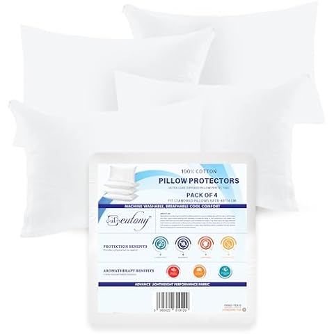 Eutony 100% Cotton Zipped Pillow Protectors Cover
