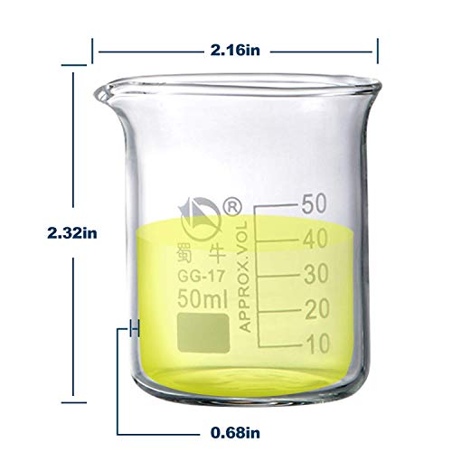 Rngeo Glass Beakers, Pack of 6 Low Form Measuring & Droppers Set, 3 Graduated Griffin Beakers in 3 Sizes with Scales, 250ml, 100ml, 50ml, 3 Glass Droppers Without Scales (3ml per Drop) by Rngeo - Image 4