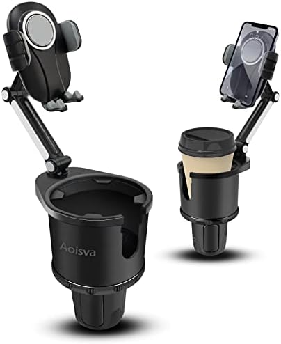 Aoisva Car Cup Holder Phone Mount Adjustable Base with 360° Rotation Universal Multifunctional Cup Holder Cell Phone Holder for Car Fits Any iPhone & Galaxy & All Smartphones [Upgrade 2-in-1]