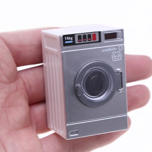 Sewroro Miniature Washing Machine Toy for Dollhouse - Realistic Washer Dryer Model, Tiny Laundry Room Furniture, Kids\' Pretend Play Household Appliance Accessory - Thumbnail 4