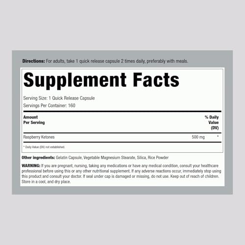 Piping Rock 2223 Raspberry Ketones 500Mg | 160 Capsules | Non-Gmo & Gluten Free Supplement thumb #1