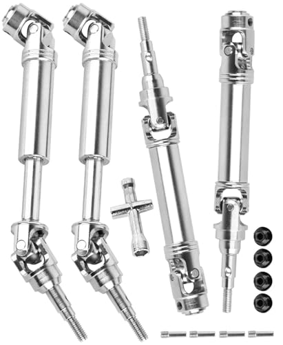 RCYouHott RC Upgrades Part Front Rear Driveshaft CVD for 1/8 Jato,1/10 Slash/Rustler/Stampede/Jato/Hoss 4X4 4WD VXL,#45 Steel Axles Drive Shaft Hops Up,Silver（#9051+#9052）