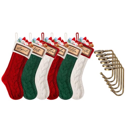 Christmas Stockings 6 Pack, 18 Inches Large Xmas Stockings Family Stocking