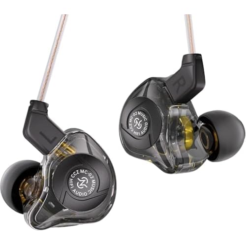 keephifi CCZ MC02 Auriculares con Cable, Auriculares Gaming con Cable OFC 5N y Jack 3.5, 10mm DD de Doble Imán In Ears, Fone Retorno de Palco, Diafragma de Pet, Graves Profundos IEM Gaming para PS5