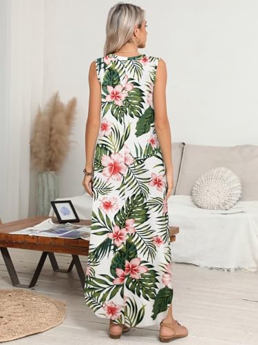 Image of BELAROI Womens Plus Size Maxi Dress Sundress Summer Casual Sleeveless V Neck Pockets Beach Swimsuit Coverup Loose