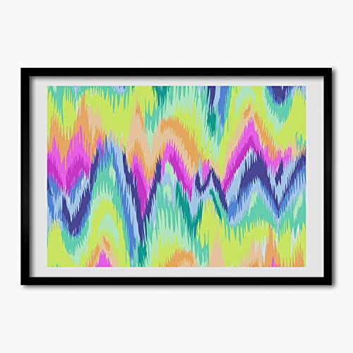 Tableau peinture arc-en-ciel avec cadre photo en bois 70x50 cm pour salon lumineux