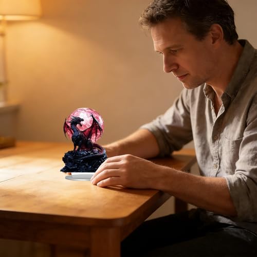 Shamoparty Blutmond Rot Drachen Acryl Büro Wohnung Wohntier Ausleger, 2D Acryl Ausleger, Heim Desktop Dekoration Eingangstür, Flachbild Schmuckstücke, mittelalterliche Drachen Dekoration