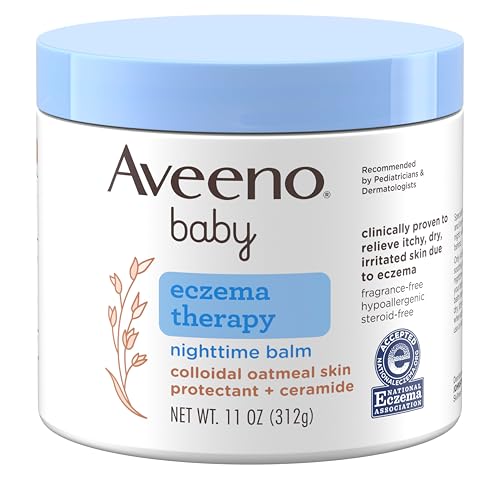 Image of Aveeno Baby Eczema Therapy Nighttime Body Balm, Moisturizing Eczema Balm for Babies with Colloidal Oat & Ceramide, Soothes Dry, Itchy Skin, Hypoallergenic, Fragrance & Steroid Free, 11 oz