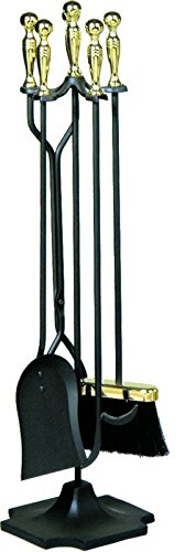 Uniflame 5-Piece F-3189 Fire Set, Polished Brass And Black #TOP26